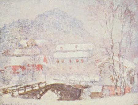 Claude Monet Sandvicken Village in the Snow Sweden oil painting art